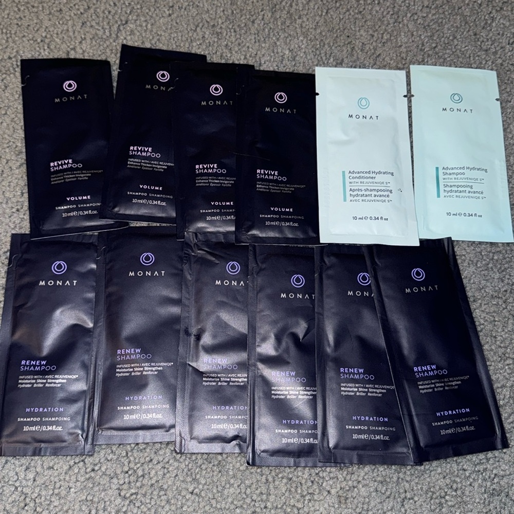 monat samples - revive shampoo, renew shampoo